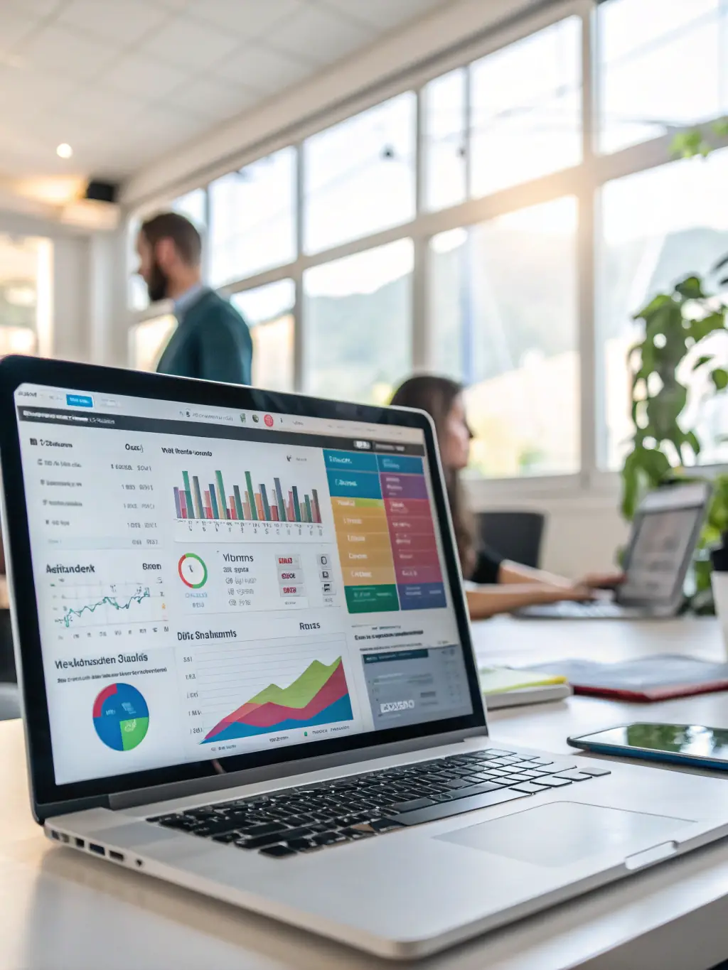 An image showcasing a dashboard interface with various business management tools and analytics, representing the Comprehensive Merchant Platform.